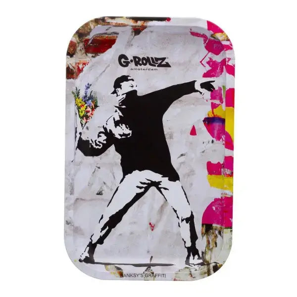 G-Rollz | Banksy's Graffiti 'Flower Thrower Alt' Medium Tray 17.5 x 27.5 cm